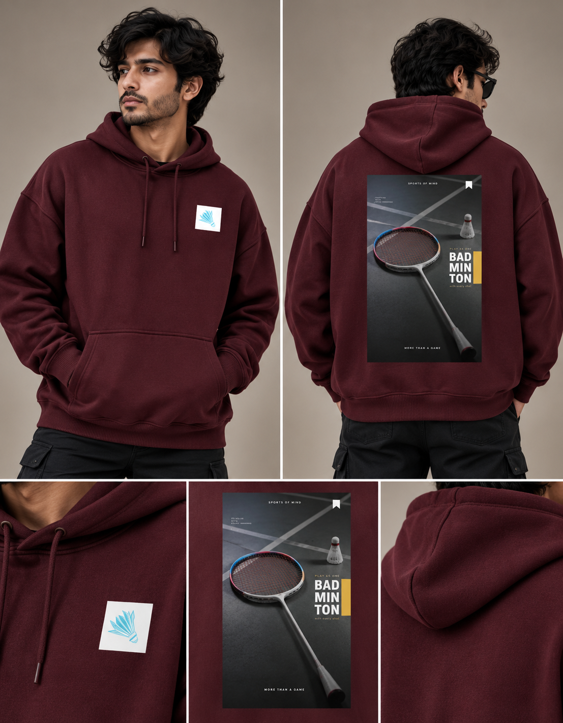THE BADMINTON CLUB 400 GSM Oversized Hoodie