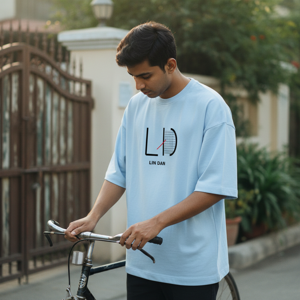Baby Blue ZYVRA Dynasty Terry Oversized Tee exact mockup