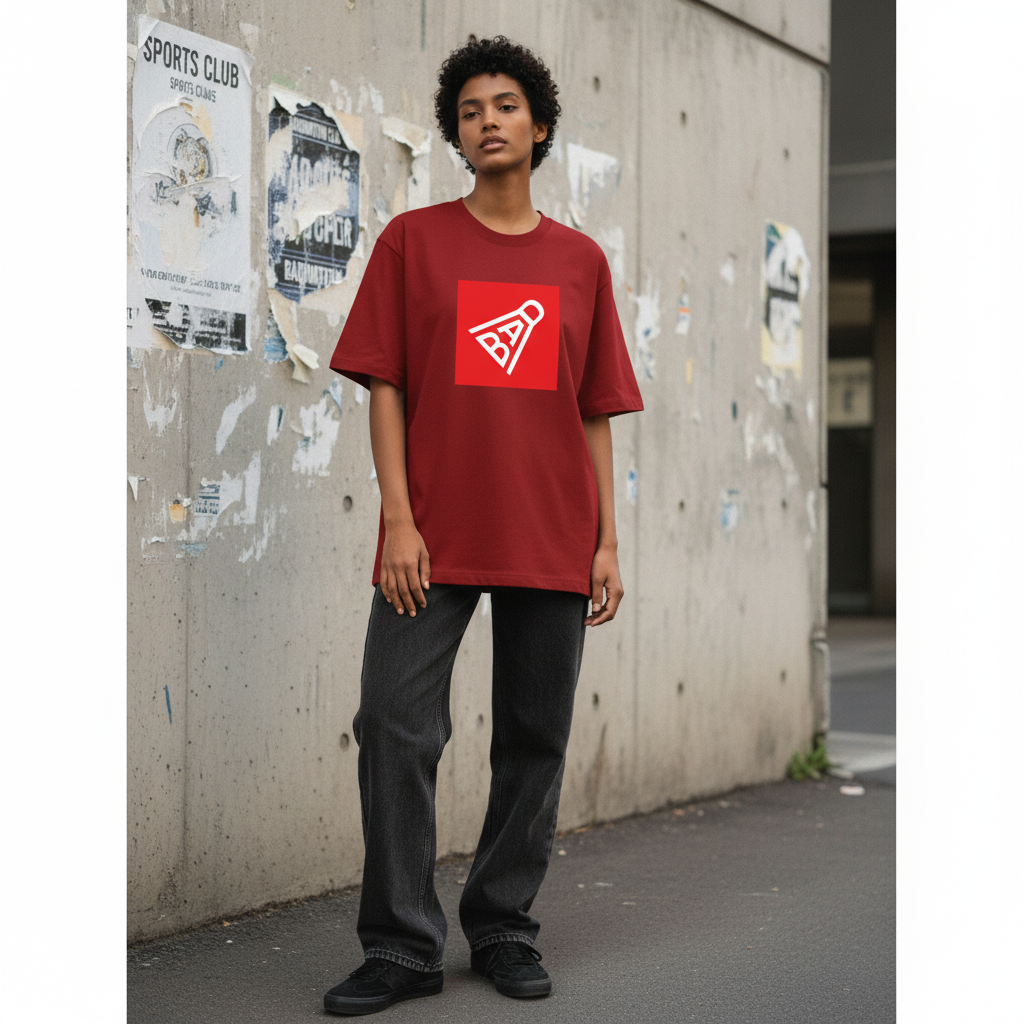 Corrected Red ZYVRA Court Legend Oversized Tee front mockup