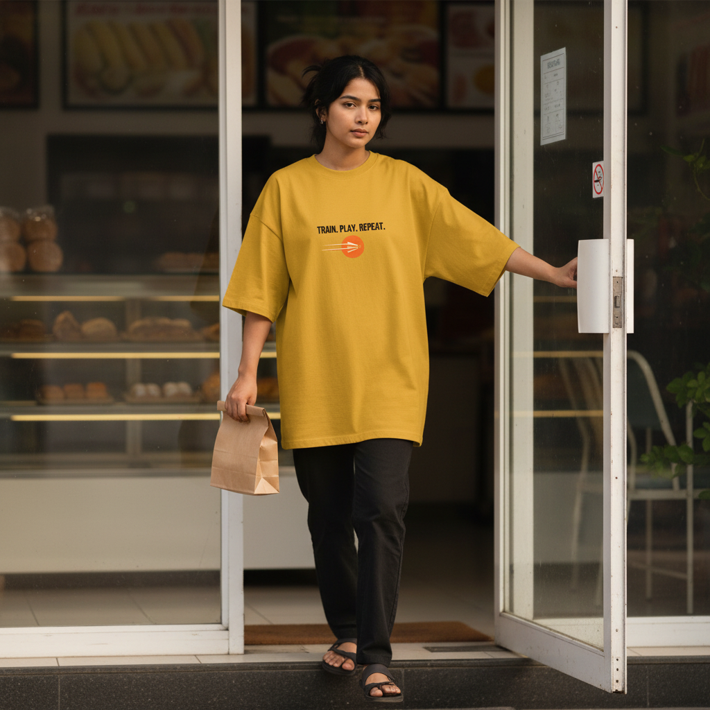 Golden Yellow ZYVRA Ace Series Soft Days Tee exact mockup