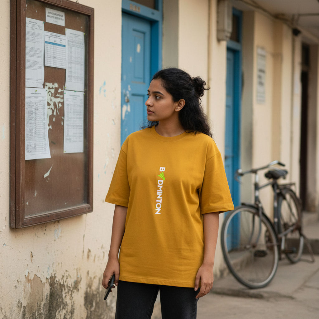 Golden Yellow ZYVRA Court Culture Oversized Tee exact mockup