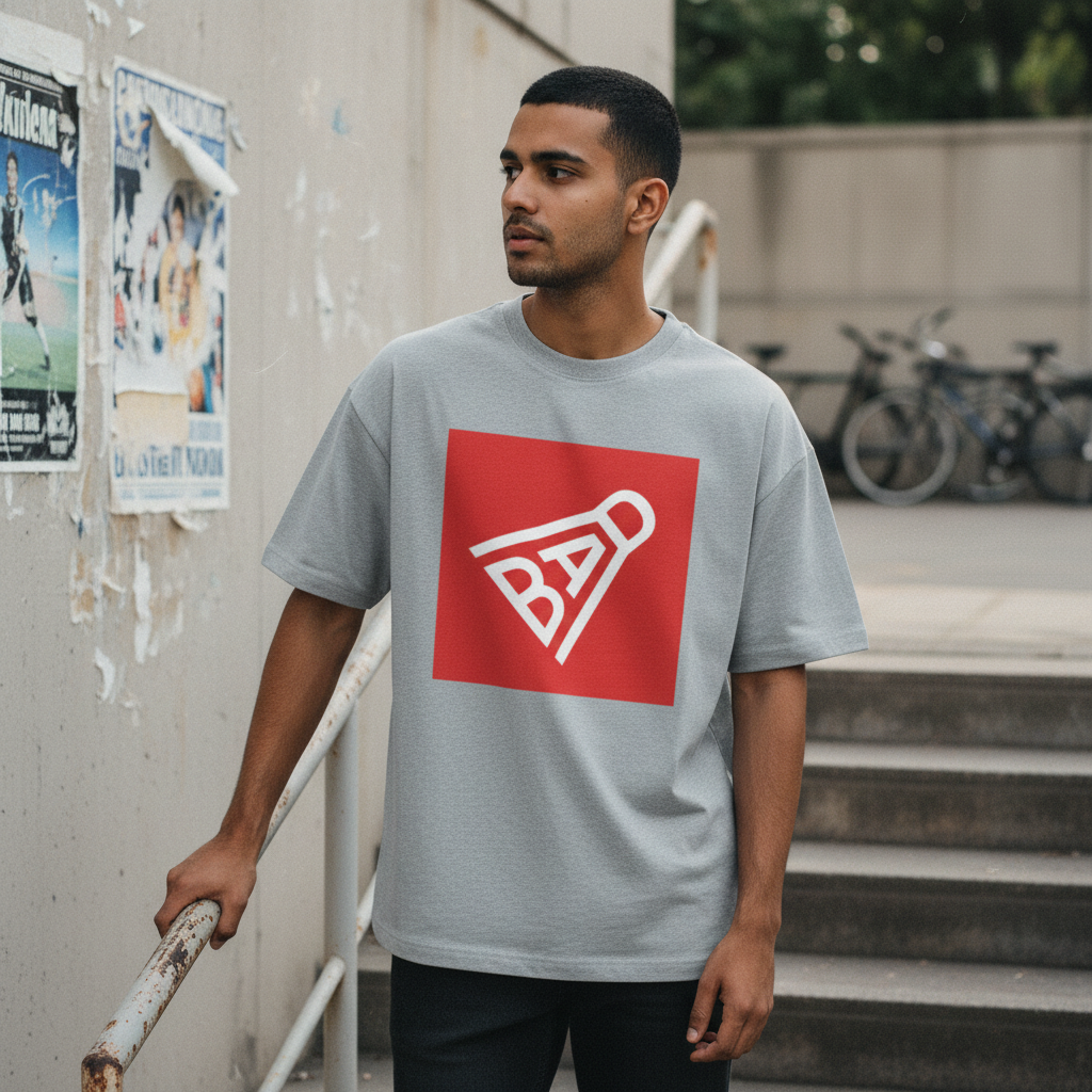 Grey Melange ZYVRA Court Legend Oversized Tee single-model mockup