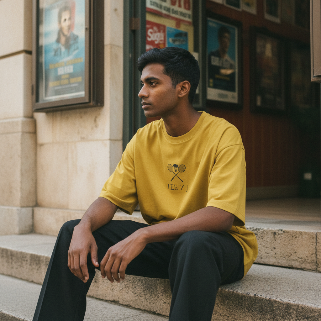 Mustard Yellow ZYVRA Ace Series Oversized Tee mockup