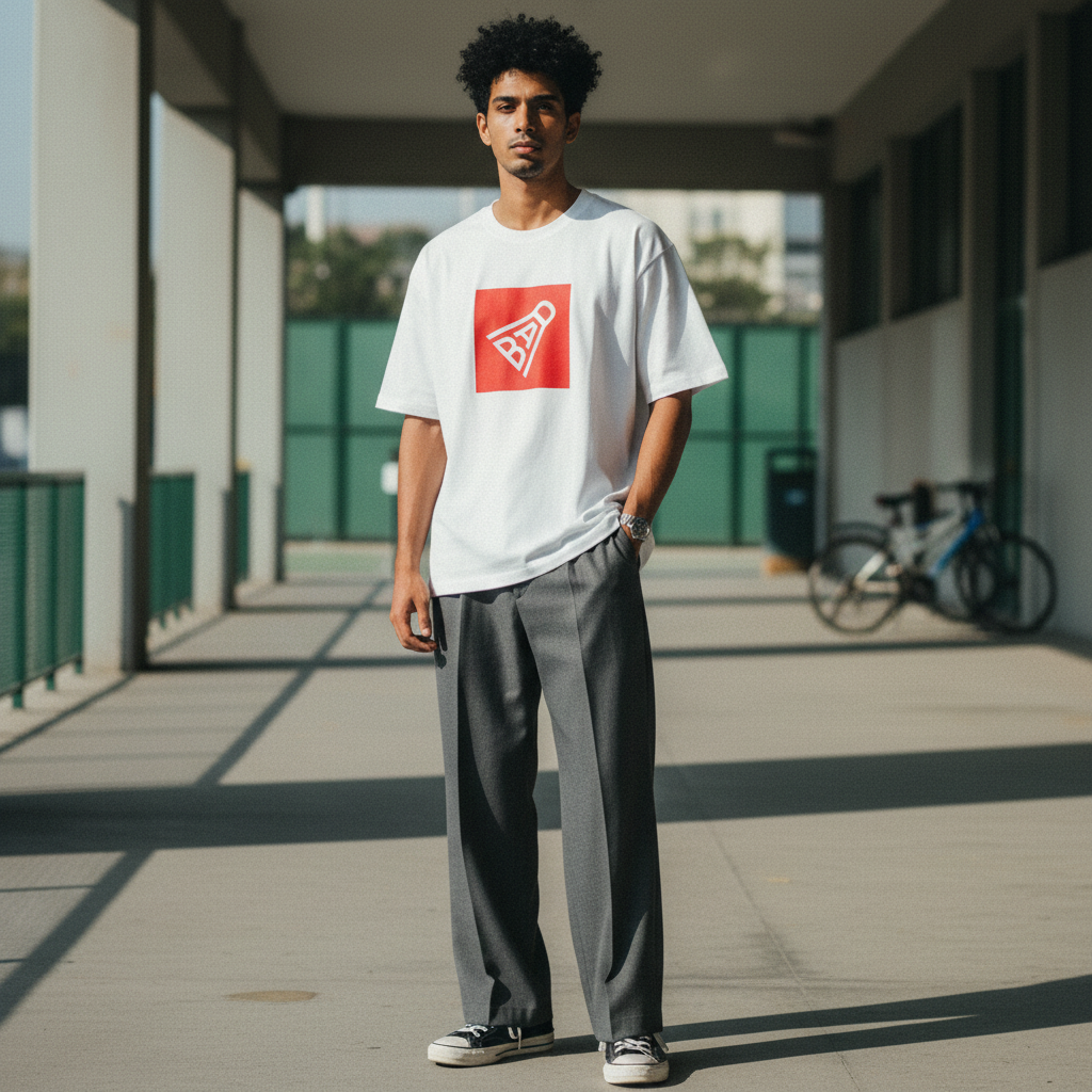 Premium White ZYVRA Court Legend Oversized Tee model mockup