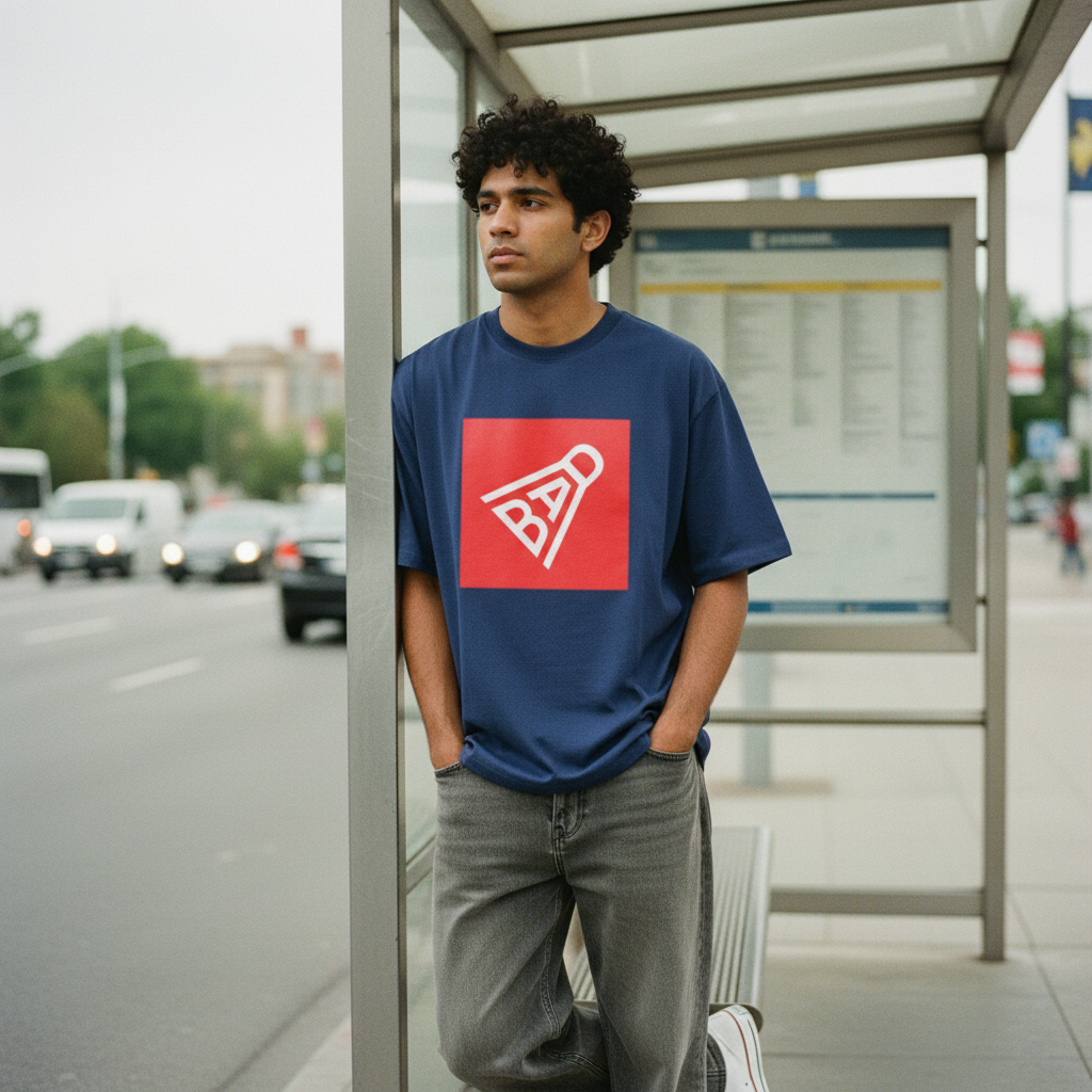 Royal Blue ZYVRA Court Legend Oversized Tee single-model mockup