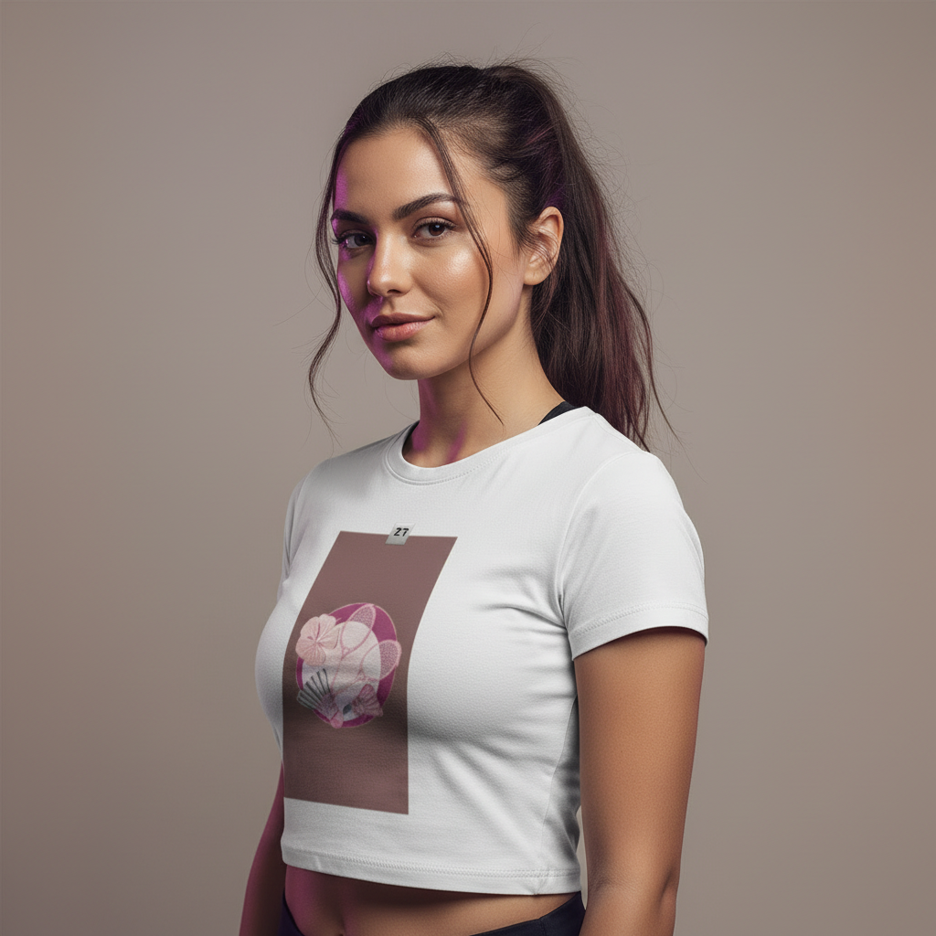 White ZYVRA Court Queens Crop Top studio mockup