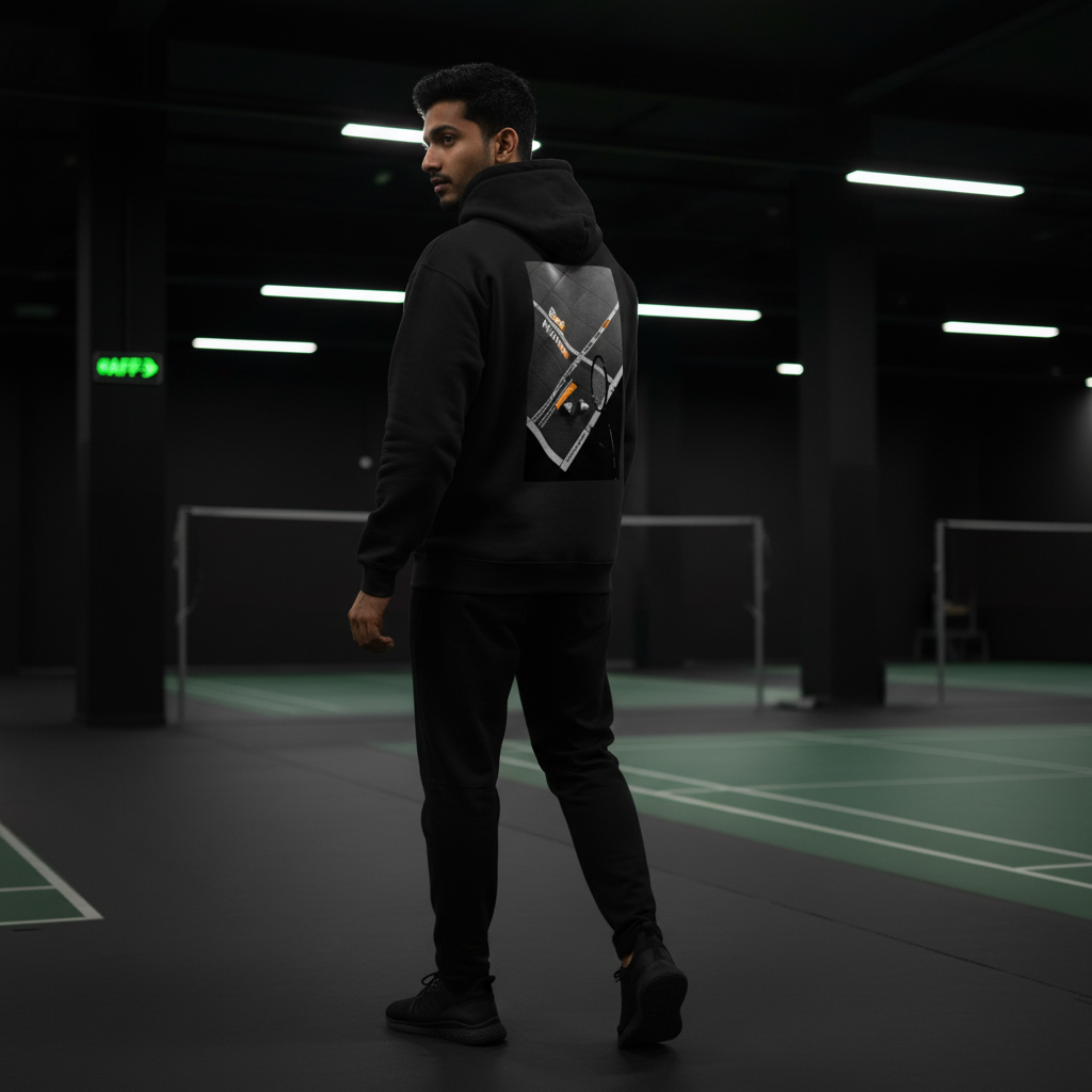 ZYVRA Shuttle Series Pullover Hoodie back-view lifestyle mockup